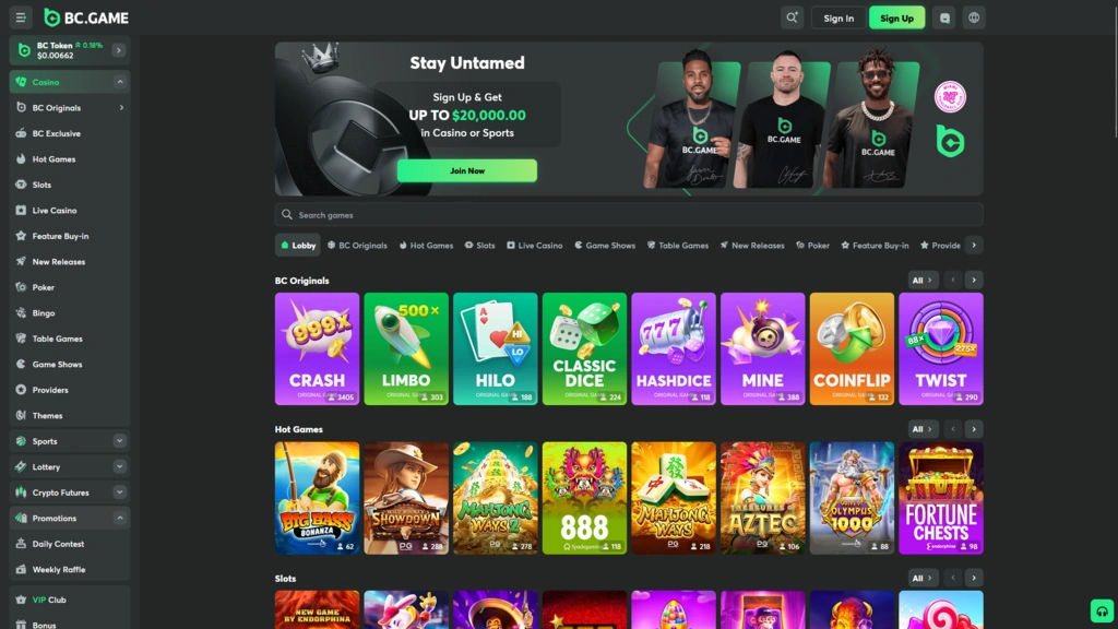 BC.Game Landing Page